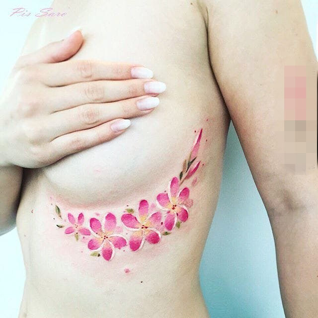 女生彩绘纹身技巧渐变纹身小清新植物纹身素材花朵纹身图案