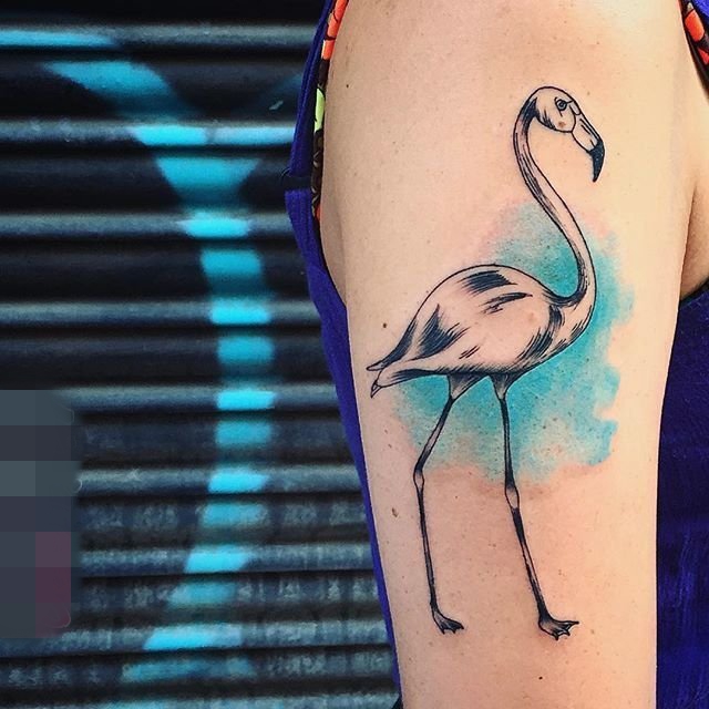 一组简单个性线条纹身火烈鸟纹身小动物纹身图案大全