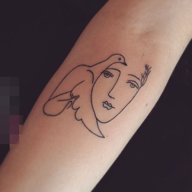 抽象线条毕加索个性纹身图案