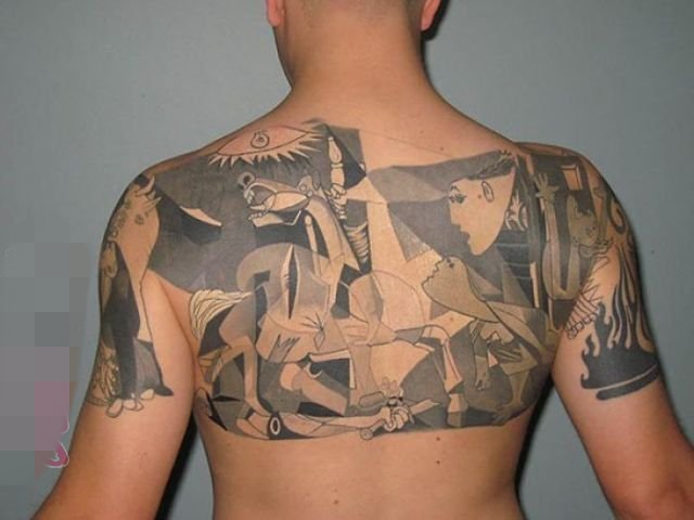 抽象线条毕加索个性纹身图案