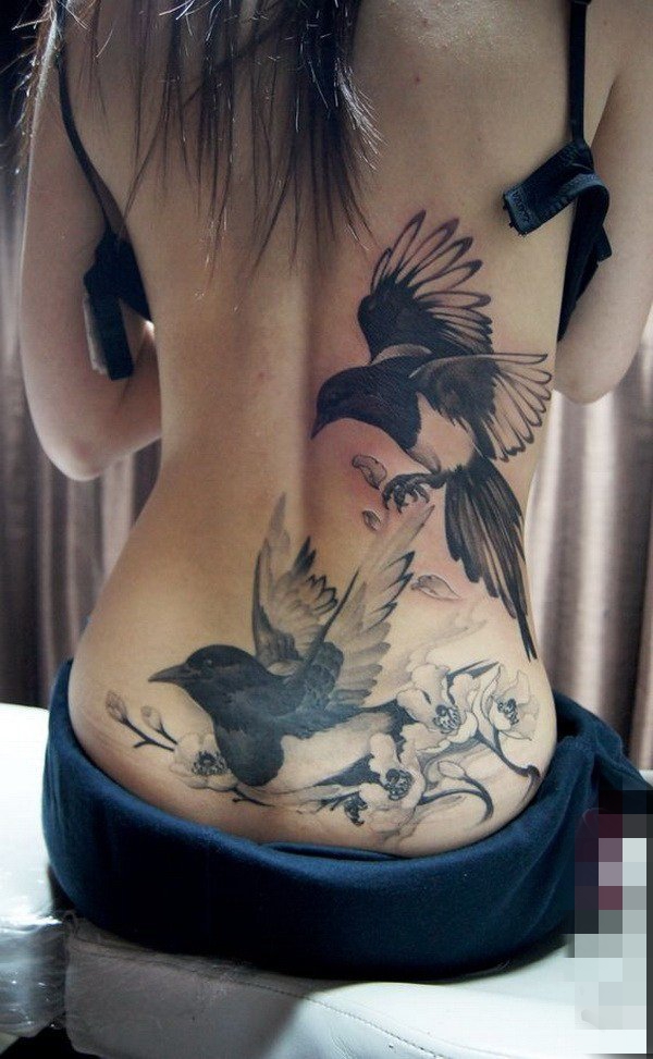 一组女生腰上创意个性唯美纹身图案