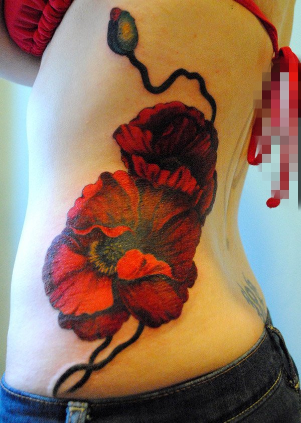 芳香四溢的彩绘植物素材简单线条花朵纹身图案