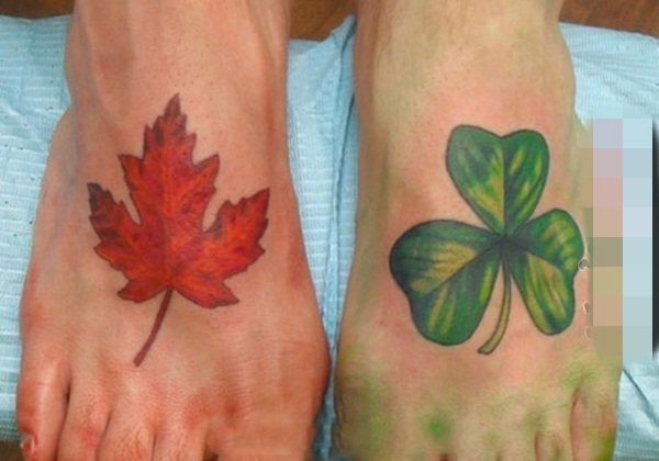 象征着秋天到来的植物素材叶子纹身图案