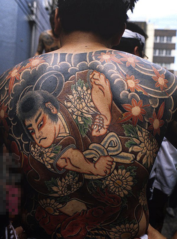 一组满背彩色创意个性纹身图案