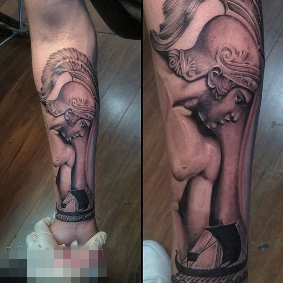 12款男生手臂上黑色素描创意个性纹身图案