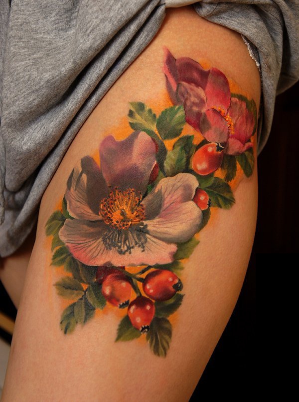 一组关于花朵文艺小清新唯美纹身图案