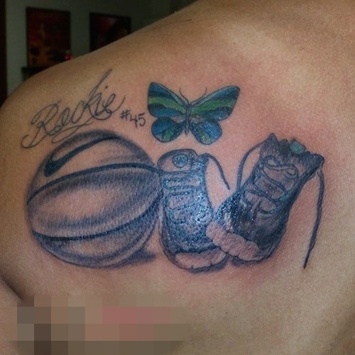 多款关于篮球的黑色素描点刺技巧创意篮球纹身图案