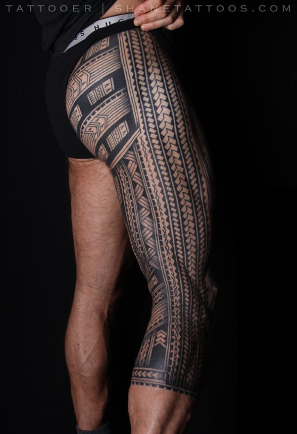 多款黑色线条几何元素创意霸气大面积纹身图案