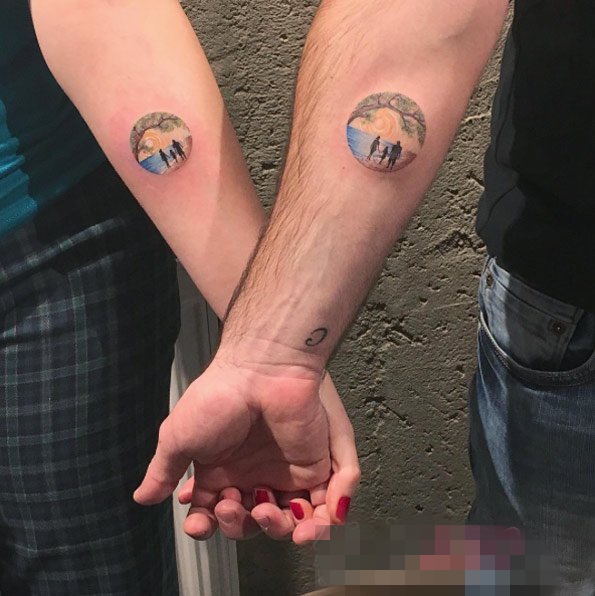 情侣手臂上黑色线条素描创意个性文艺小图案纹身图案