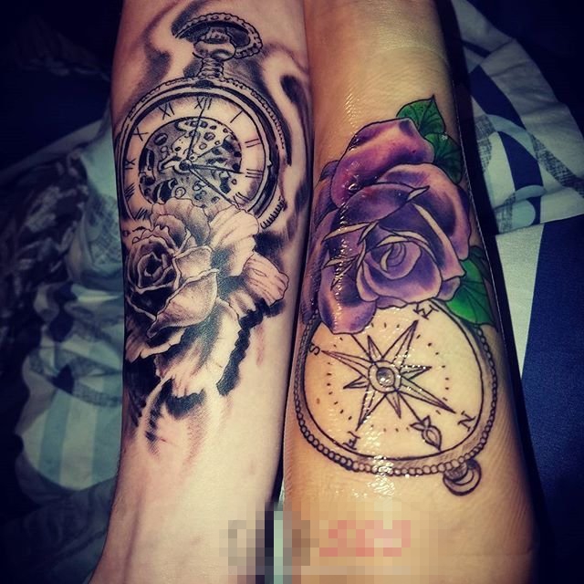 闺蜜手臂上创意个性文艺小清新小图案纹身图案