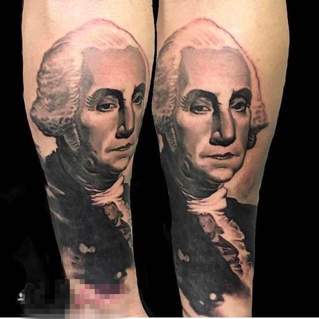新颖又极具创意的素描技巧华盛顿肖像纹身图案