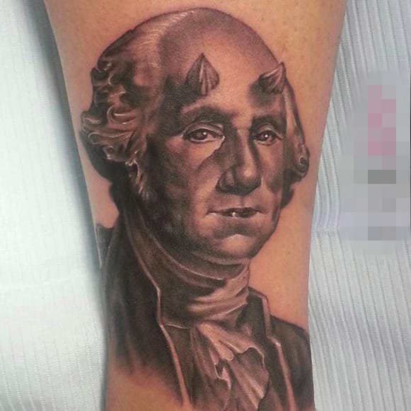 新颖又极具创意的素描技巧华盛顿肖像纹身图案