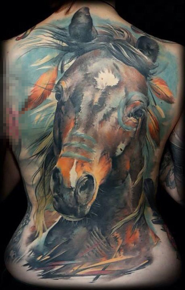 多款创意个性的设计感十足的动物马纹身图案