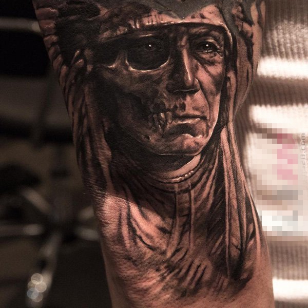 关于部落原住民的人物肖像印第安人纹身图案