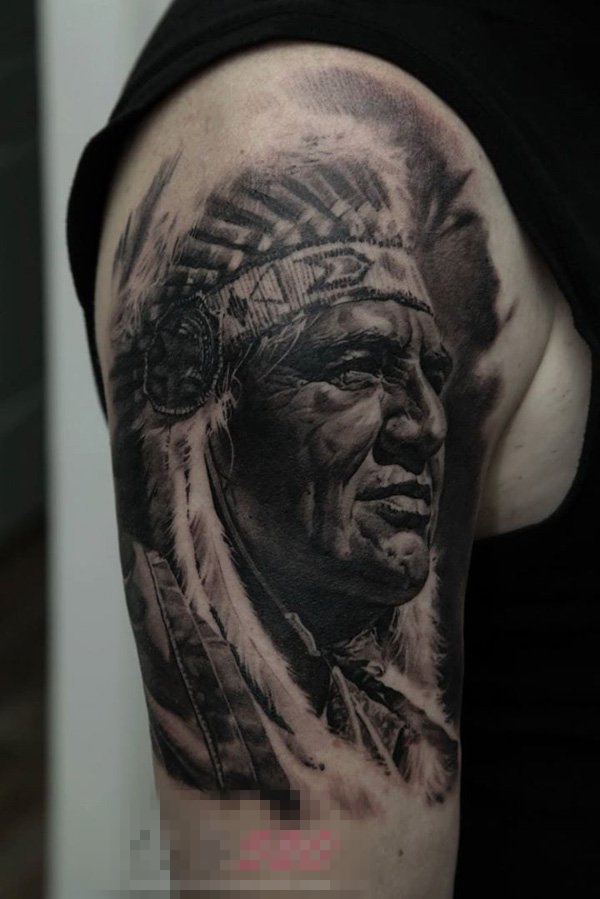 关于部落原住民的人物肖像印第安人纹身图案