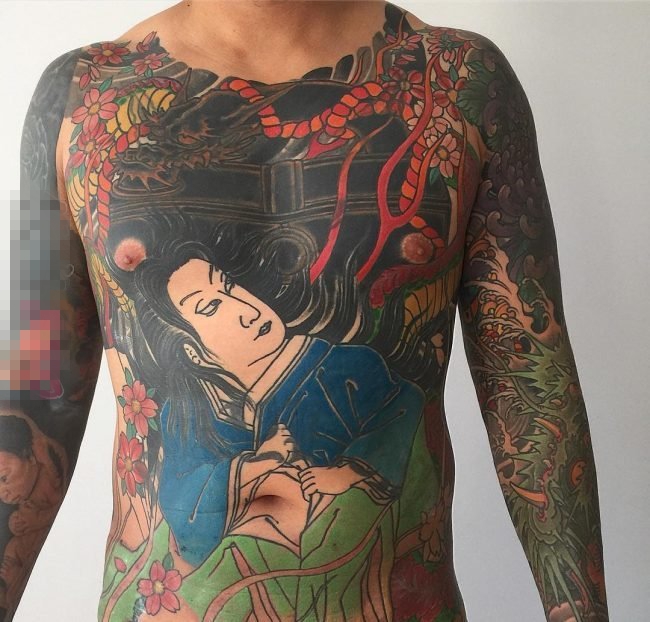 多款彩绘水彩素描创意日本黑帮元素图腾霸气纹身图案