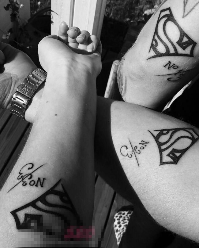 多款与自己所爱之人的简单线条同款匹配纹身图案