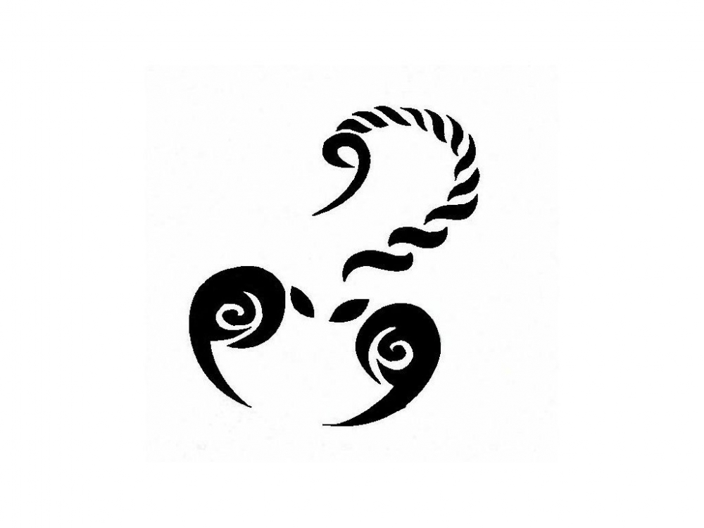 黑色线条创意动物蝎子抽象纹身手稿