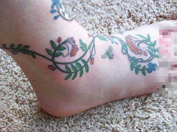 多款关于缠绕在脚踝的简单线条创意纹身图案