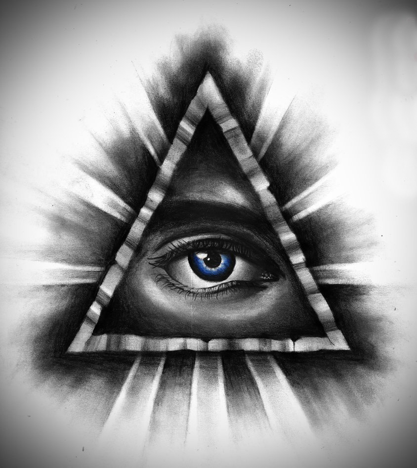 黑灰素描创意抽象几何元素3d眼睛纹身手稿