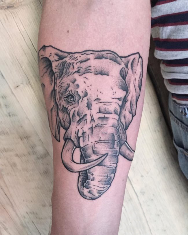 多款创意个性的唯美花纹民族风味动物大象纹身图案