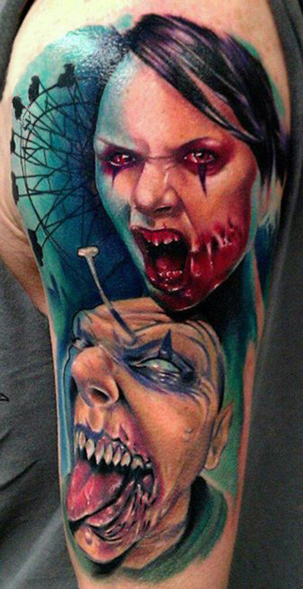 多款创意惊悚恐怖的僵尸纹身图案