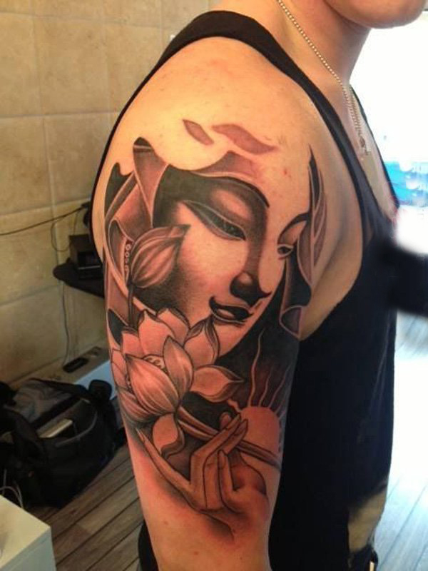 多款关于庄严严肃的彩绘花朵和佛像纹身图案