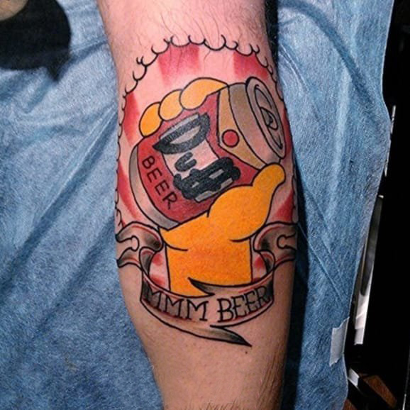 适合夏天的手臂上创意彩绘啤酒主题纹身图案