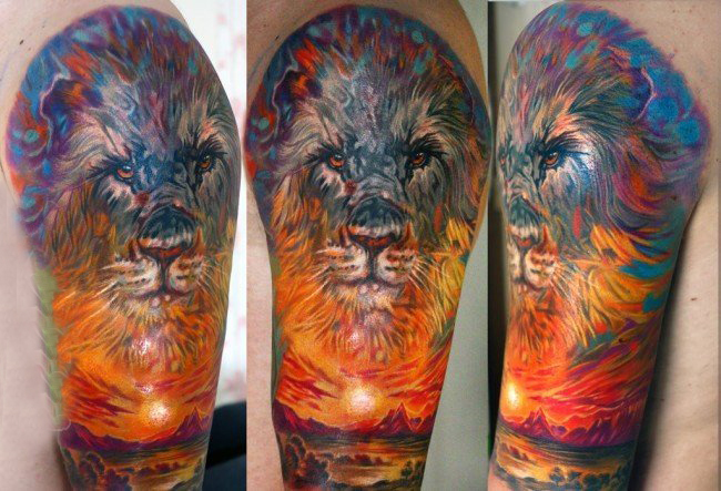 多款创意霸气别致的动物之王狮子纹身图案