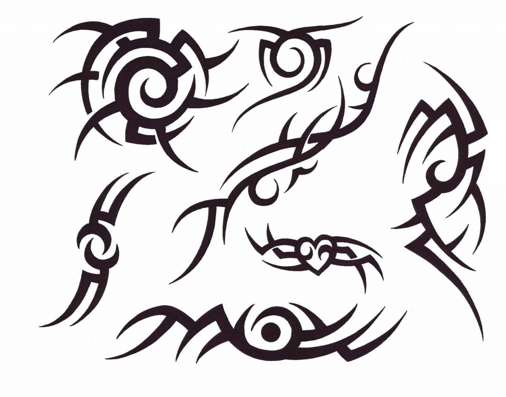 个性的黑色抽象线条创意符号纹身手稿