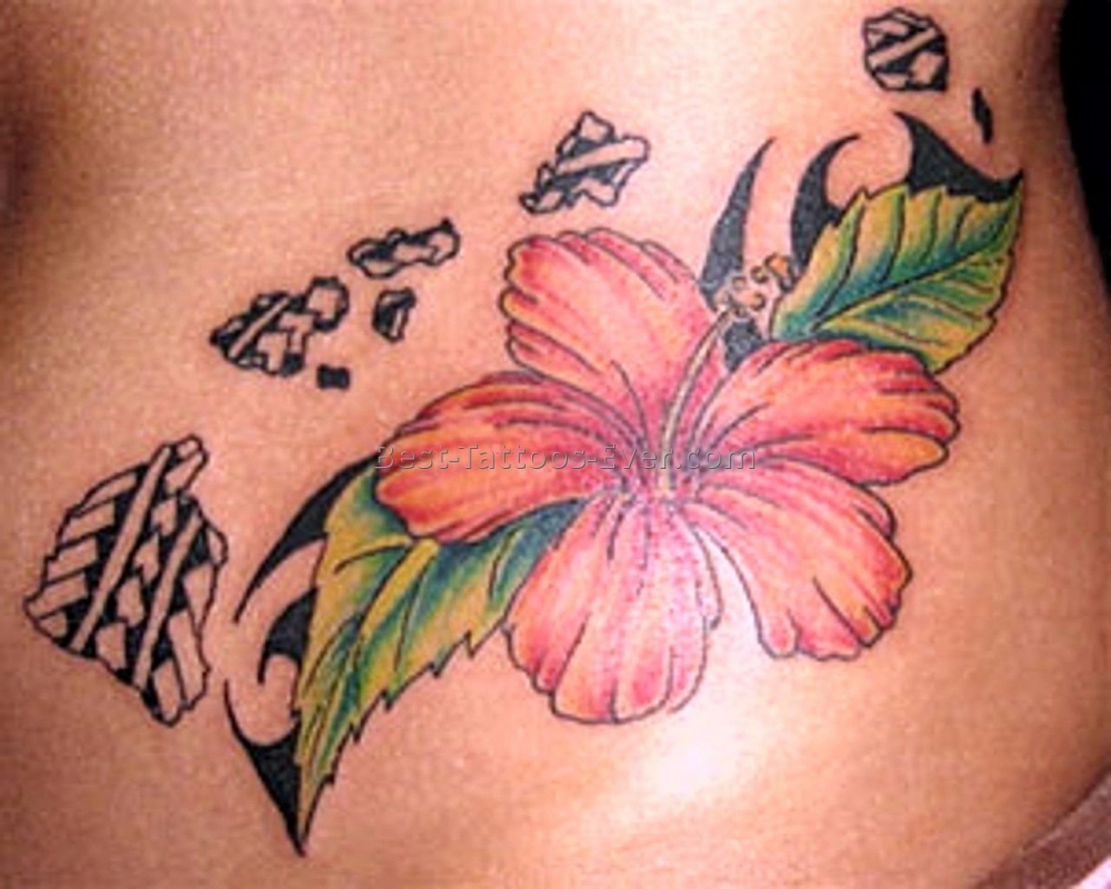 女生背部彩绘水彩素描创意唯美花朵纹身图片