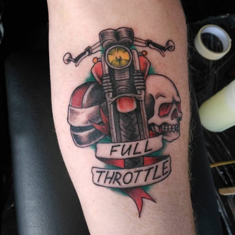 多款创意独特的霸气摩托车元素纹身图案