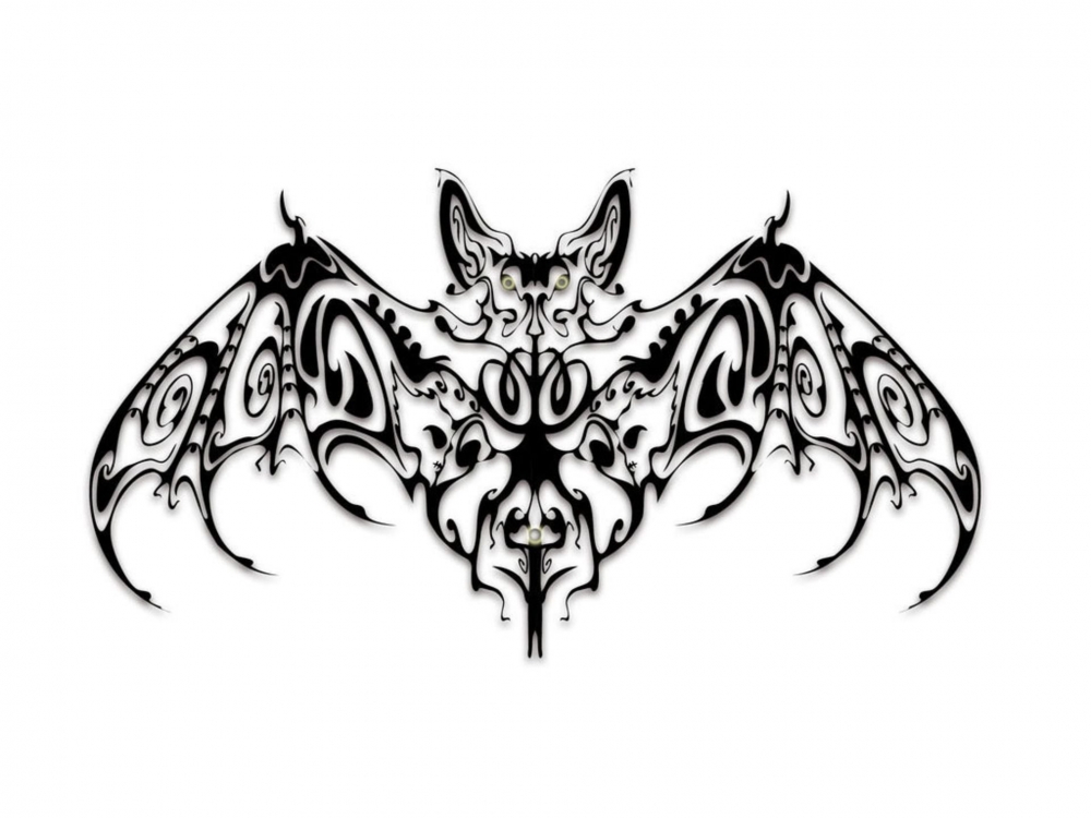 黑灰素描创意精致霸气蝙蝠纹身手稿