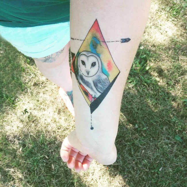 女生手臂上彩绘水彩素描创意泼墨小鸟纹身图片