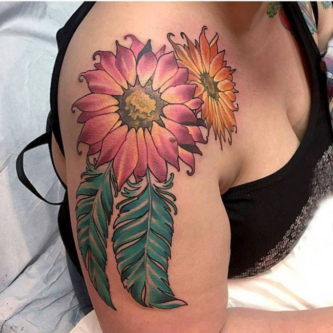 女生手臂上彩绘水彩素描创意文艺花朵纹身图片