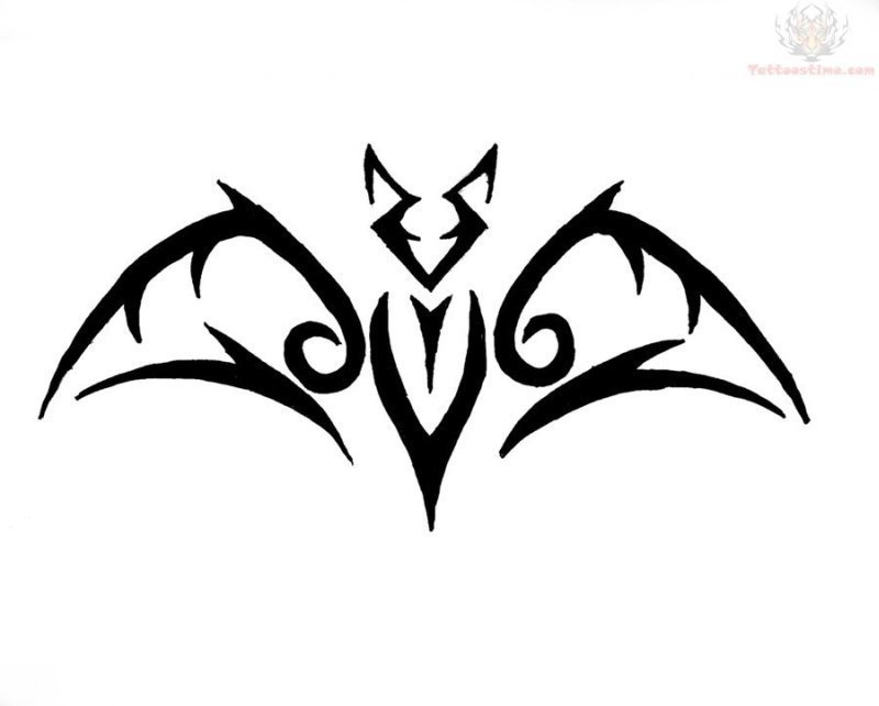 简单的黑色抽象线条创意小动物蝙蝠纹身手稿