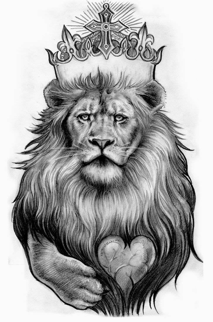 黑灰素描创意霸气动物狮子纹身手稿