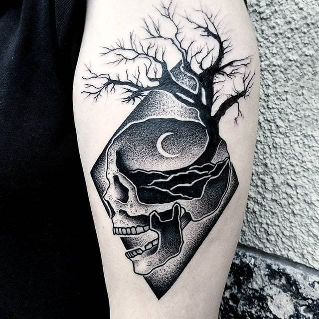 多款黑灰素描点刺技巧创意有趣精美纹身图案