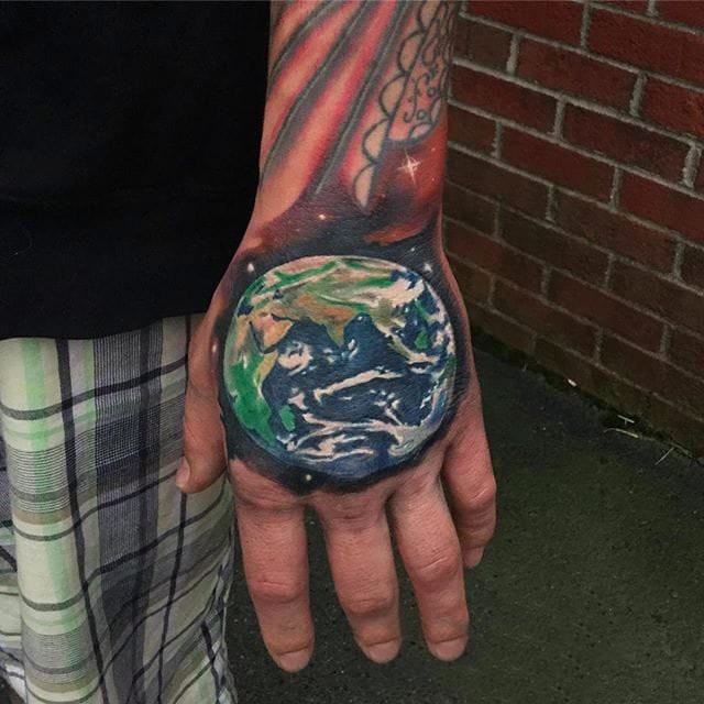 多款彩绘水彩素描创意精致有趣的地球星球纹身图案