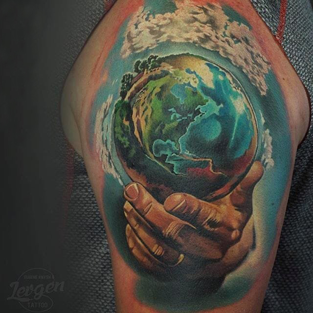 多款彩绘水彩素描创意精致有趣的地球星球纹身图案