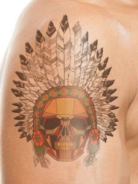 男生手臂上彩绘几何简单线条创意印第安人纹身图片