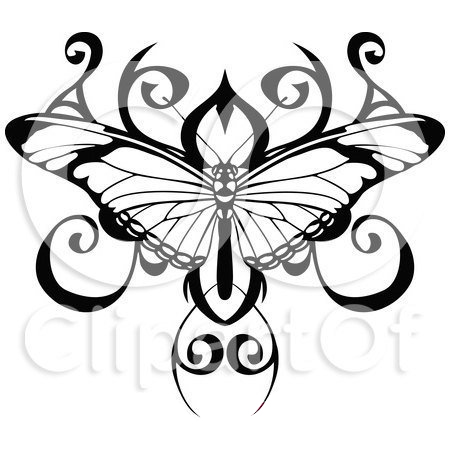 黑色线条素描创意文艺唯美精致蝴蝶纹身手稿