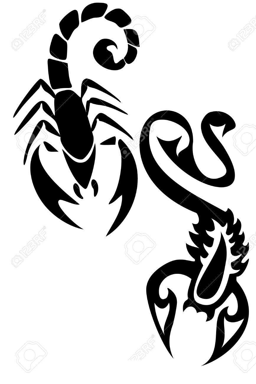 黑色素描创意霸气有趣霸气蝎子纹身手稿