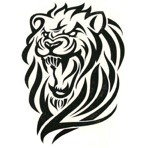 黑色线条素描创意霸气狮子头纹身手稿