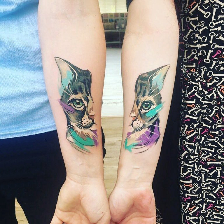 朋友友谊见证猫咪纹身图片