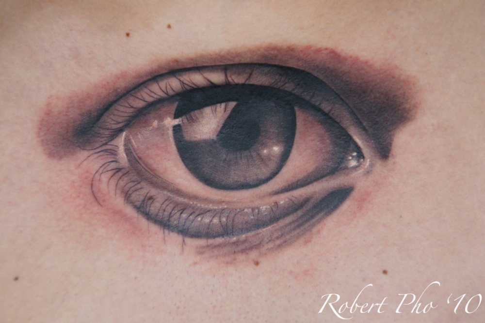 黑灰素描点刺技巧经典文艺唯美眼睛纹身图片