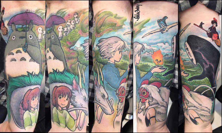 男生手臂上彩绘水彩素描文艺可爱有趣卡通纹身图片