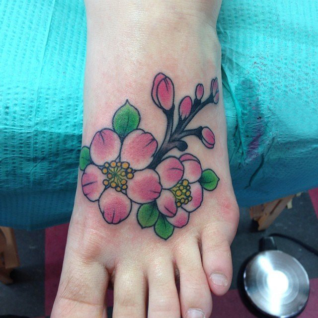 多款彩绘水彩素描文艺唯美樱花纹身图案