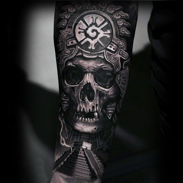 多款黑灰素描点刺技巧经典传统玛雅纹身图案