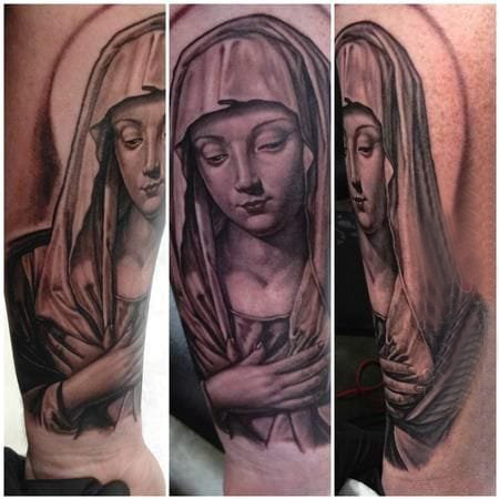 多款黑灰素描点刺技巧霸气经典宗教人物纹身图案